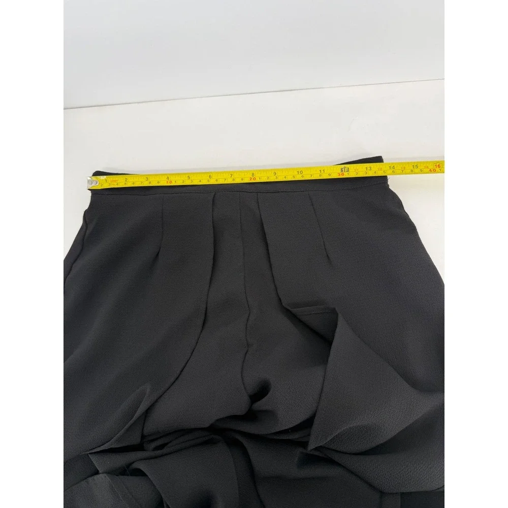 Favlux Fashion Black Wide Leg Palazzo Pants Pleated Front Side Slit Sz M